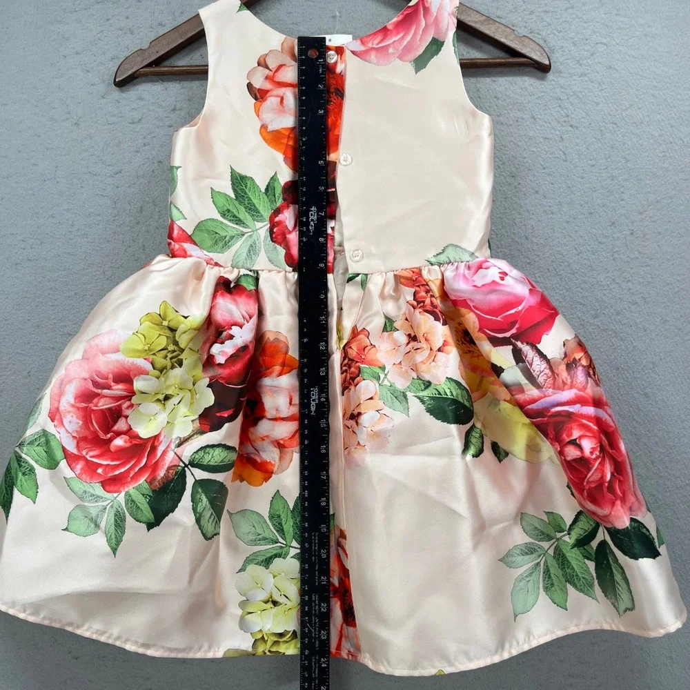 Zunie Floral Fit & Flare Dress Girls 6X Pink Sleeveless Bow Party Easter Wedding